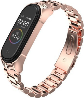 Mijobs Stainless Steel Λουράκι Xiaomi Mi Band 5/6 - Rose Gold